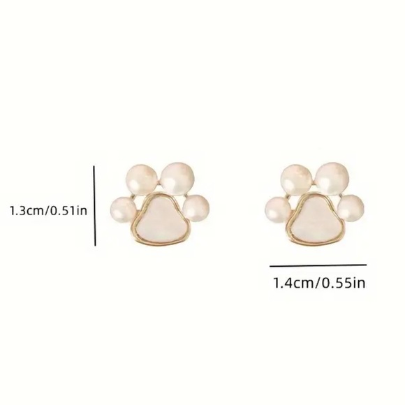 Pearlescent paw earrings gold tone NWT - Picture 8 of 9